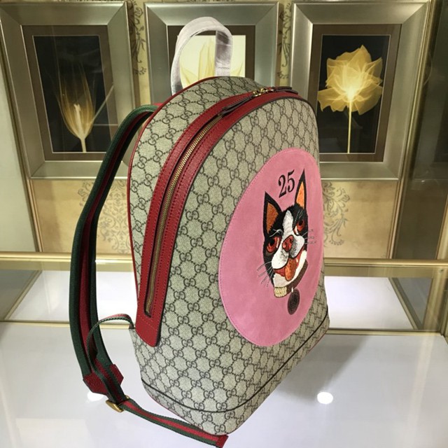 Gucci雙肩包 505372 古馳刺繡波士頓梗犬Bosco狗狗圖案背包 Gucci雙肩女包  gqy1192